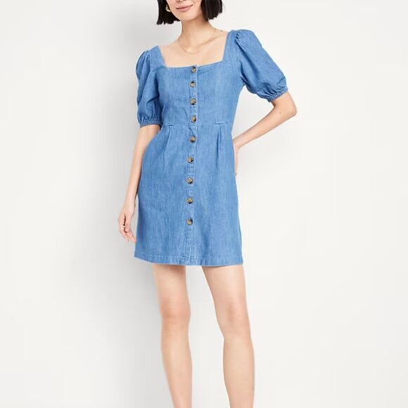 Old Navy Dresses & Skirts - Old Navy Puff-Sleeve Jean Mini Dress - XL